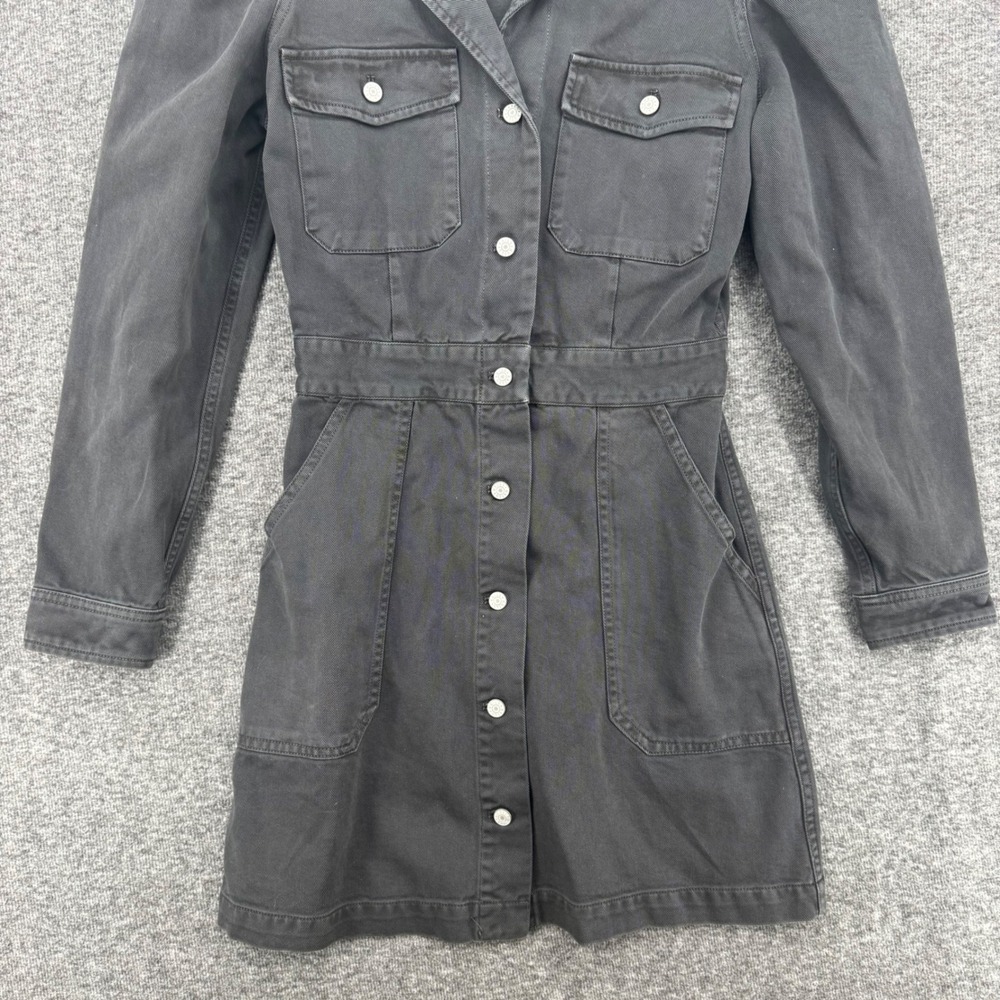 Rails‎ Lisette Carbon Black Button Down Puff Sleeve Mini Dress Denim Preppy  XS - Picture 4 of 8